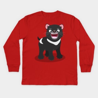 Cute hungry Tasmanian devil cartoon illustration Kids Long Sleeve T-Shirt